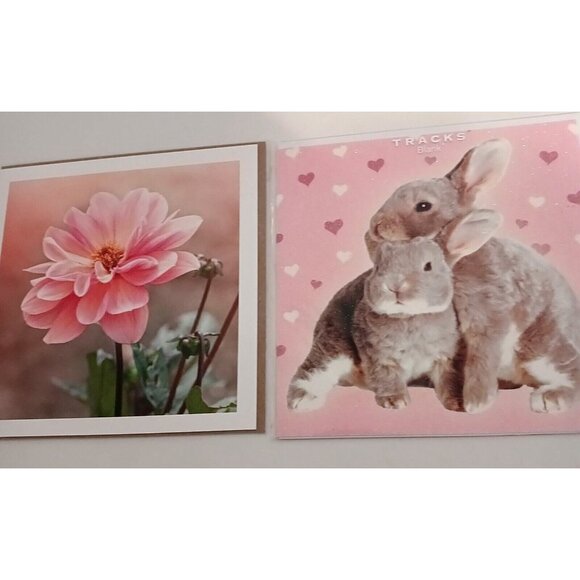 Tracks Publishing NEW Greeting Cards Lot of 5 Flowers Bunnies In original Packag - Picture 4 of 13